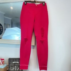 Zeza B Red Distressed Skinny Jeggings